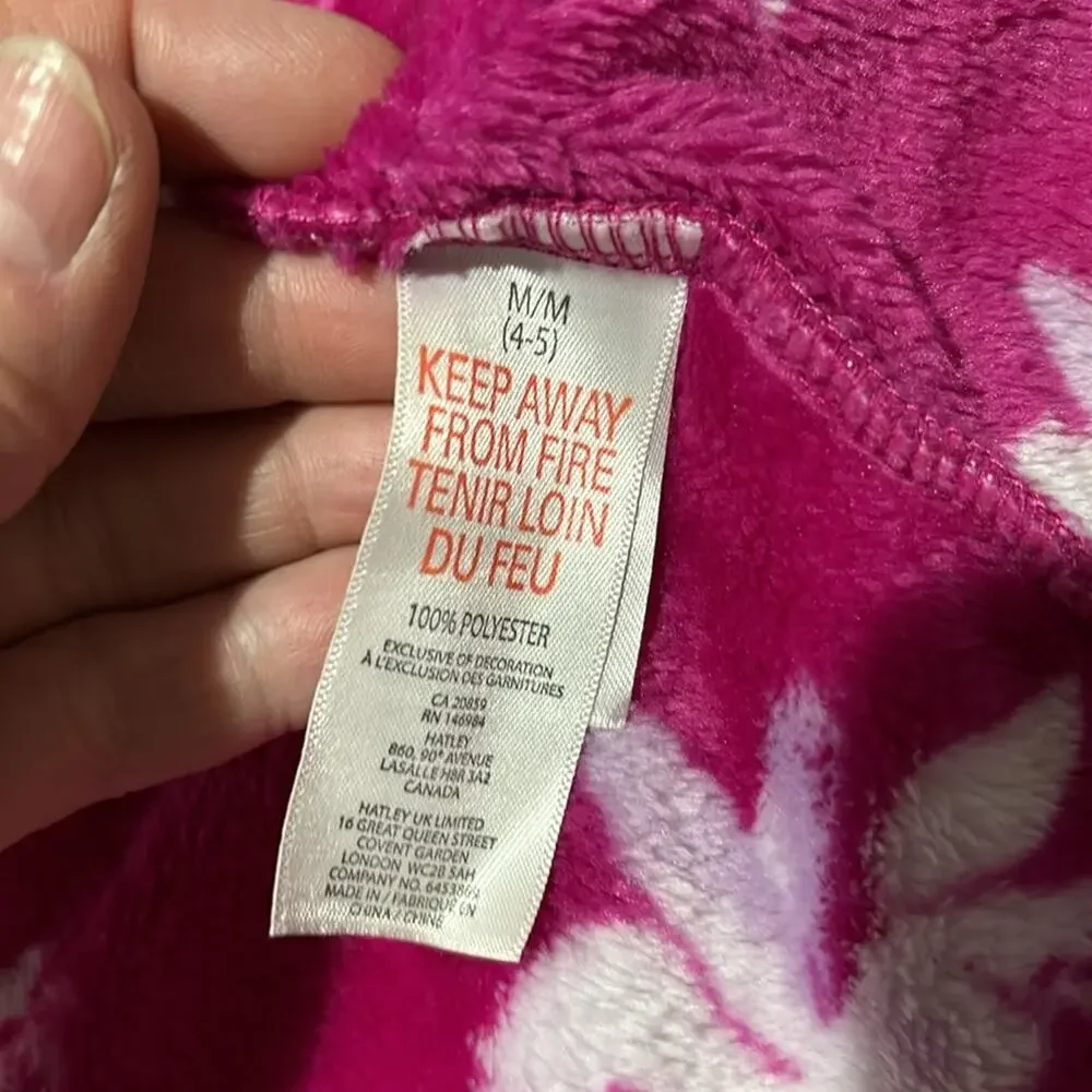 Hatley 4/5 hooded hot pink robe unicorn pegusus like new w/ pockets
